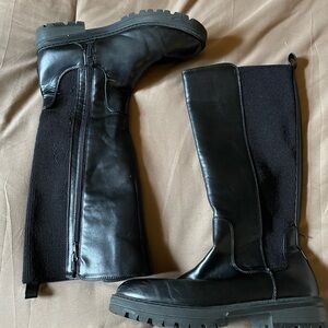 Black Knee-High Vegan Leather Boots